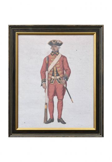 Framed Cleared Hand Colored Military Illustration - 1