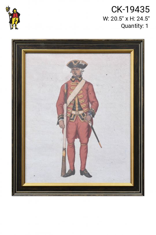 Framed Cleared Hand Colored Military Illustration - 1