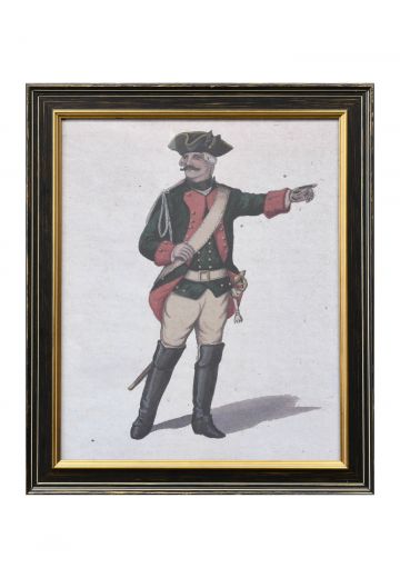 Framed Cleared Hand Colored Military Illustration - 2