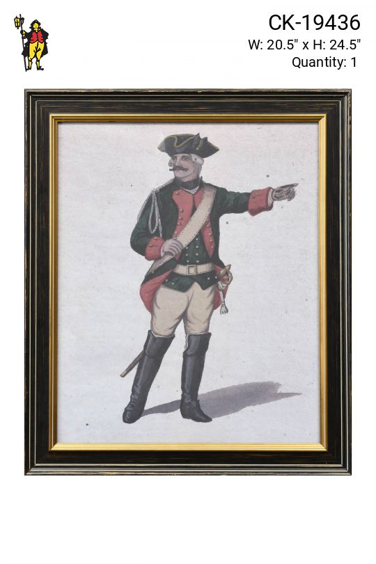 Framed Cleared Hand Colored Military Illustration - 2