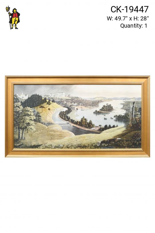 Framed Cleared Landscape Hand Colored Lithograph