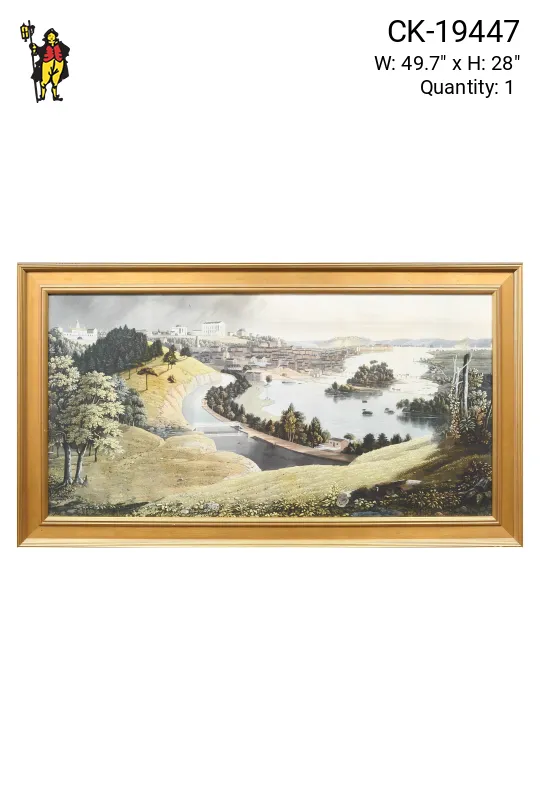 Framed Cleared Landscape Hand Colored Lithograph
