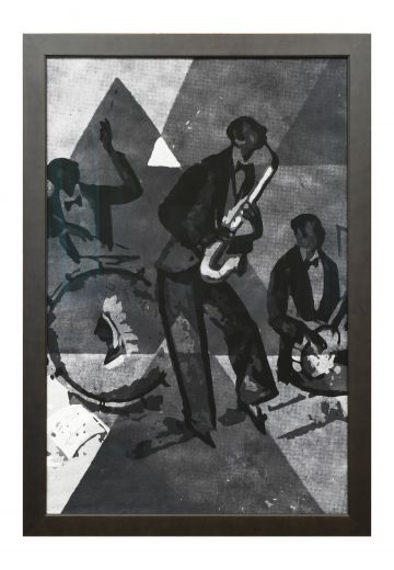 Framed Cleared Modernist Jazz Band Illustration