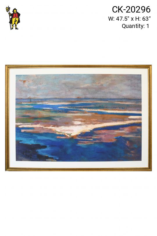 Framed Cleared Abstract Landscape Wetland Painting