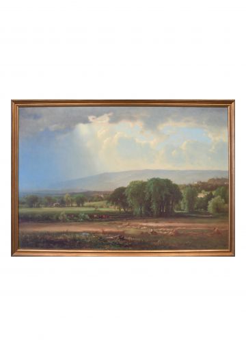 Framed Cleared Harvest Scene in the Delaware Valley
