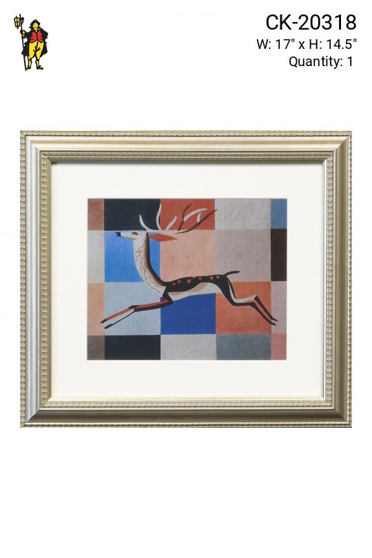 Framed Cleared Mid Century Deer Illustration