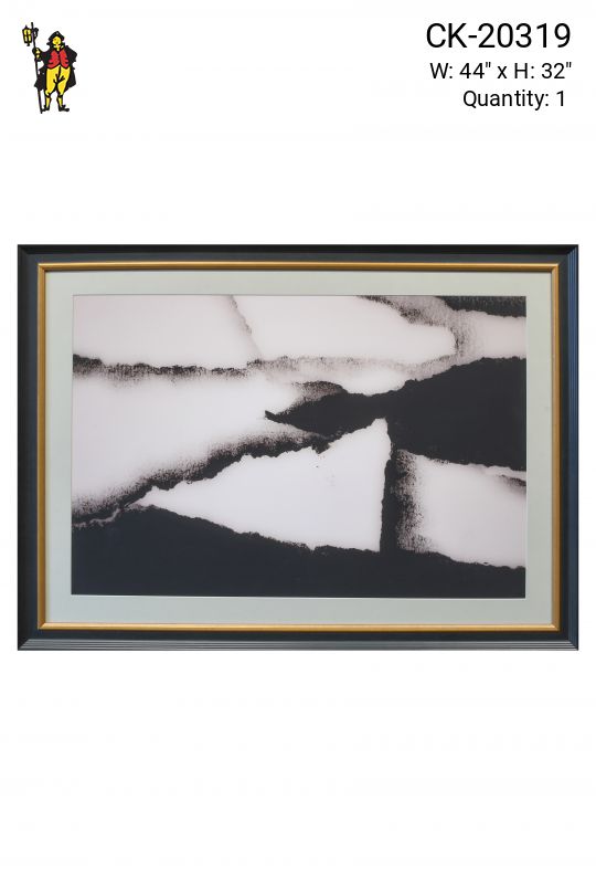 Framed Cleared Black & White Abstract Pastel Painting - 1