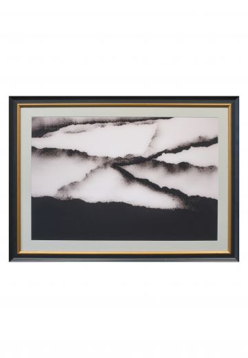 Framed Cleared Black & White Abstract Pastel Painting - 1