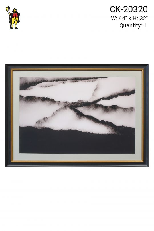 Framed Cleared Black & White Abstract Pastel Painting - 1