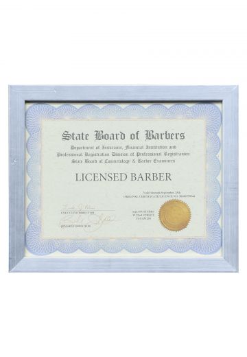 Framed Barber Licence III