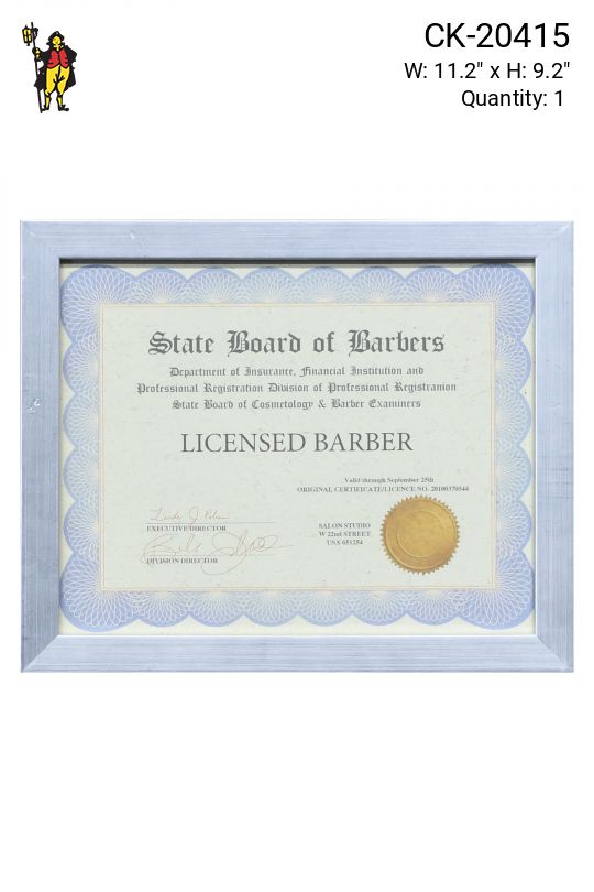 Framed Cleared Barber Licence III