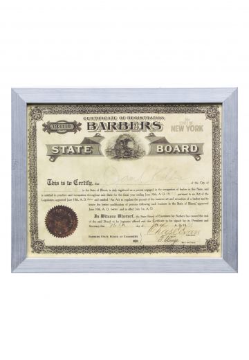 Framed Barber Licence