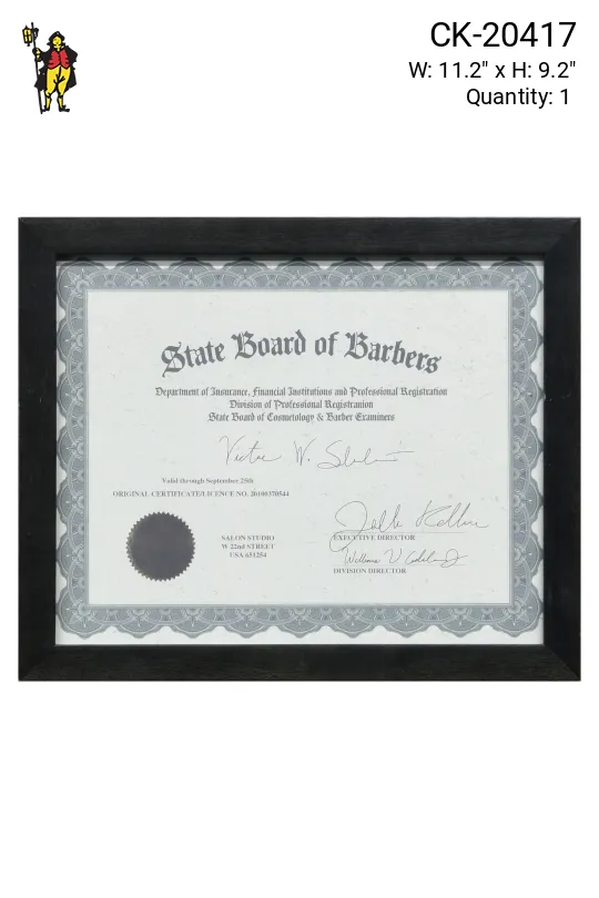 Framed Cleared Barber Licence II