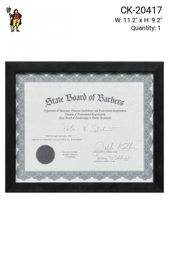 Framed Barber Licence II
