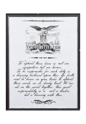 Framed Cleared Neoclassical Constitution Script