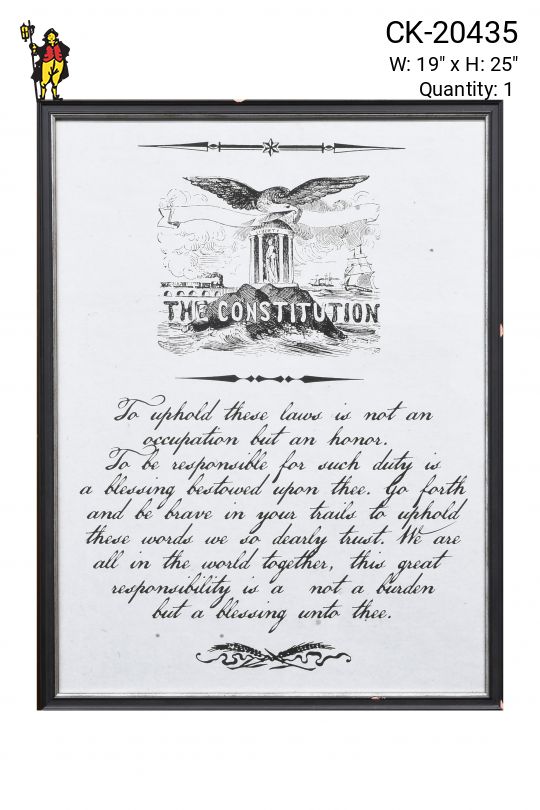 Framed Cleared Neoclassical Constitution Script