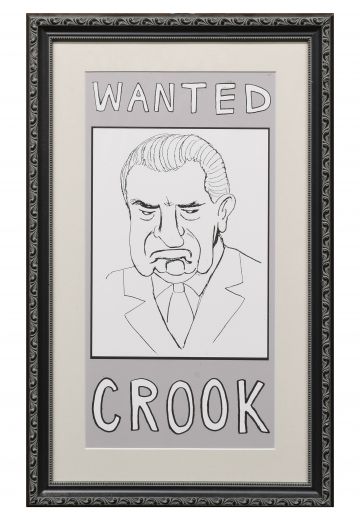 Framed Cleared 1960s Political Cartoon