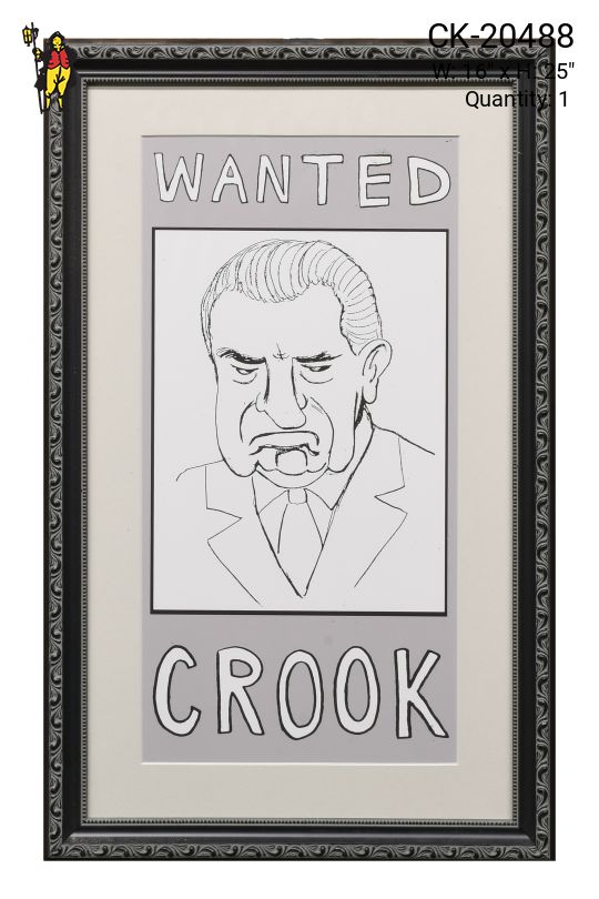 Framed Cleared 1960s Political Cartoon