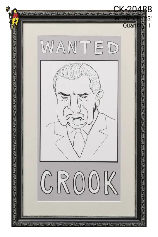 Framed Cleared 1960s Political Cartoon