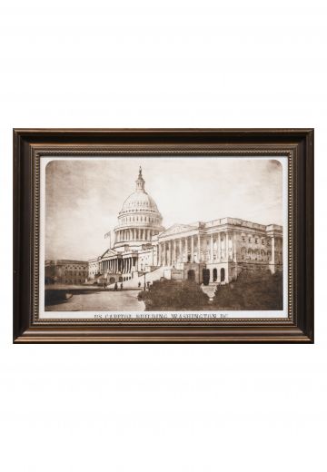 Framed Cleared Lithograph of Government Building - 5