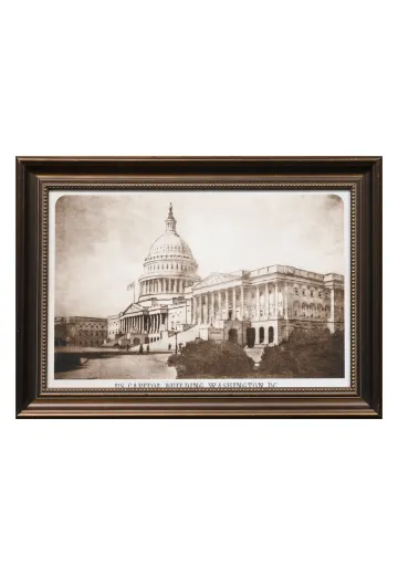 Framed Cleared Lithograph of Government Building - 5