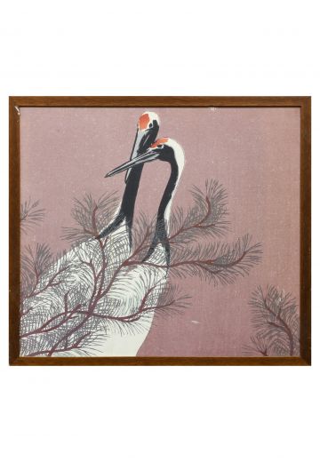 Framed Cleared Japanese Cranes Print