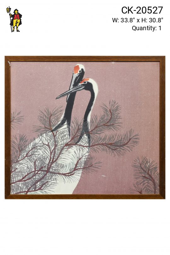 Framed Cleared Japanese Cranes Print