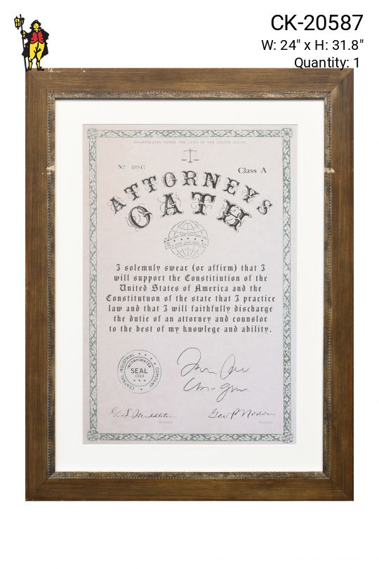 Framed Cleared Attorney Oath - 1