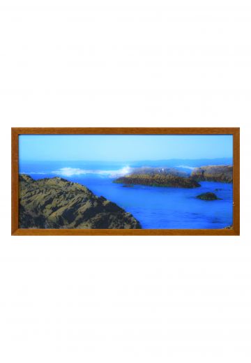 Wooden Framed Rock Formation & Ocean Photograph