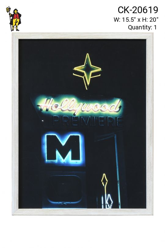Framed Neon Motel Sign Photograph