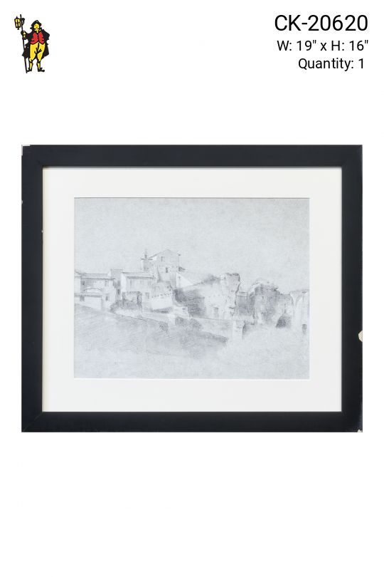 Framed Cleared Landscape Pencil Drawing