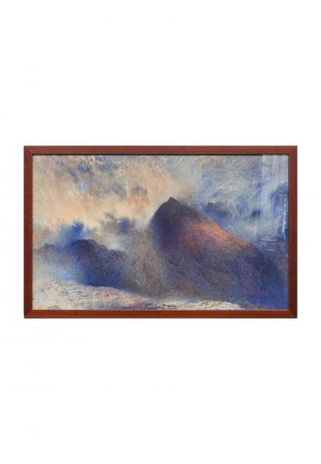 Framed Pastel Mountain Landscape Drawing