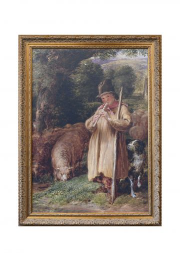 Framed Cleared Rural Shepherd Painting