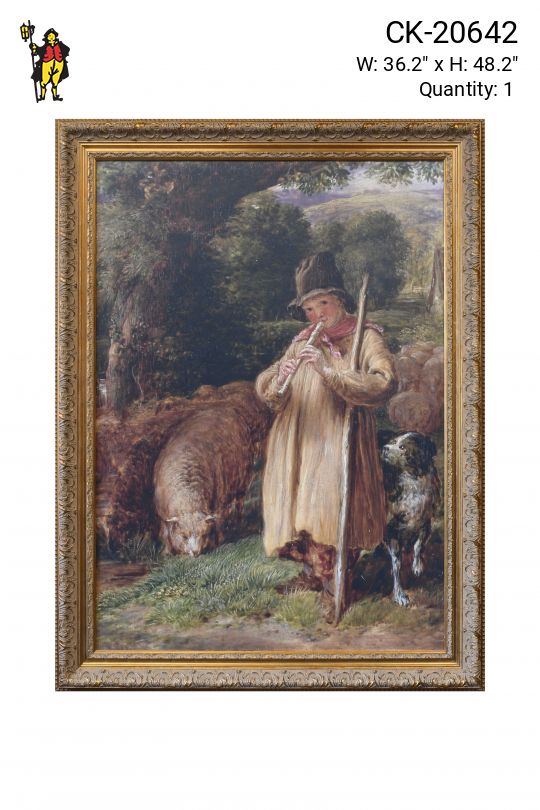 Framed Cleared Rural Shepherd Painting
