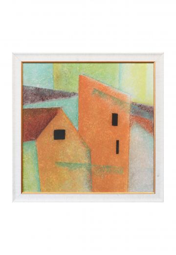 Framed Cleared Cubist Pastel Painting