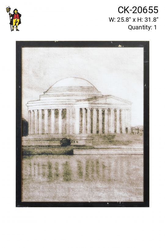 Framed Cleared Etched Lithograph of Jefferson Memorial