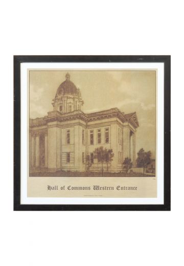 Framed Cleared Lithograph of Neoclassical Architecture