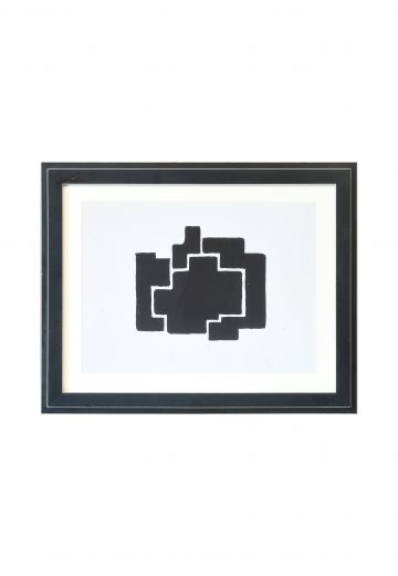 Black Framed Cleared Mid Century Minimalist Abstract Geometric Shapes Print - 1