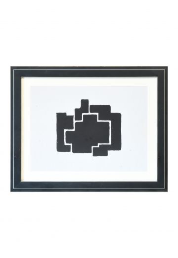 Black Framed Cleared Mid Century Minimalist Abstract Geometric Shapes Print - 2