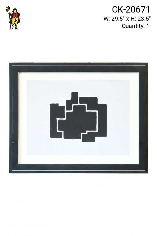 Black Framed Cleared Mid Century Minimalist Abstract Geometric Shapes Print - 2