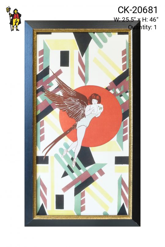 Framed Art Deco Style Mixed Media Illustration