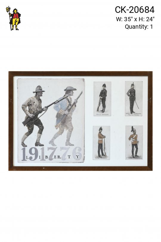 Framed Cleared Illustration of Military Figures