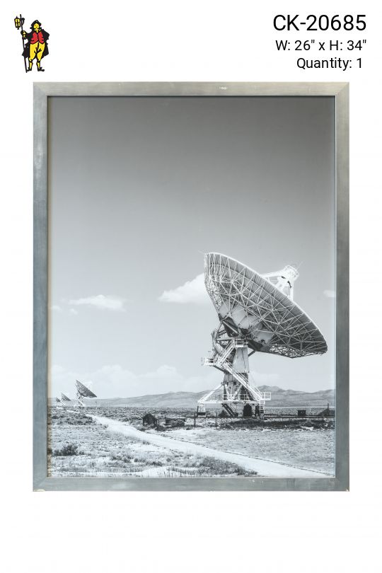 Framed Black & White Minimalist Radio Satellite Photograph