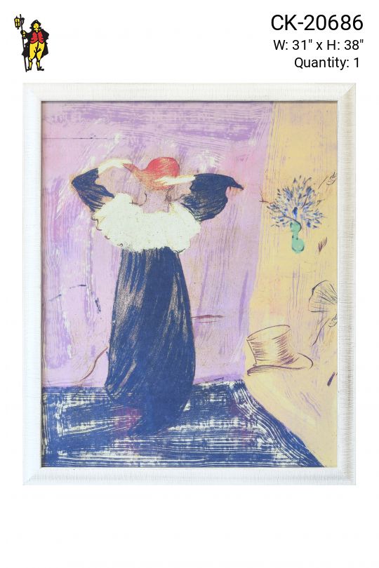 Framed Cleared Impressionism Lithograph of Female Figure