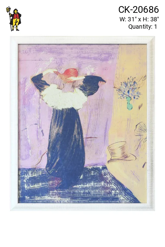 Framed Cleared Impressionism Lithograph of Female Figure