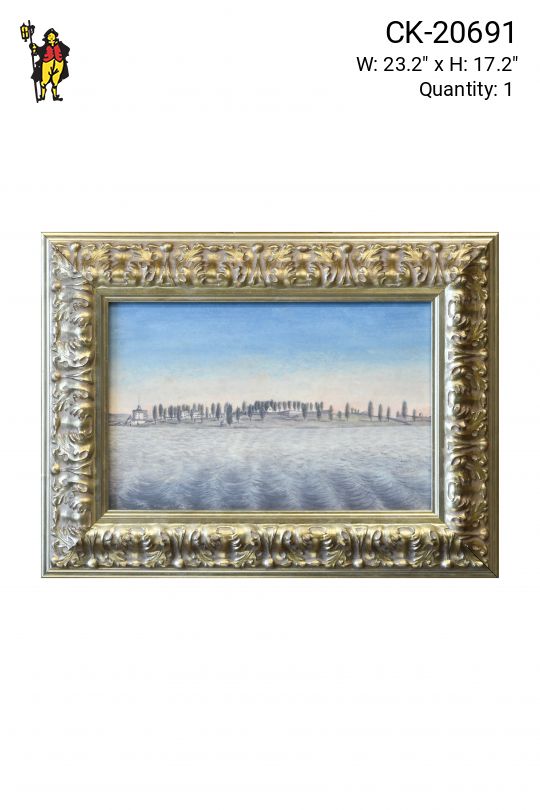 Framed Waterside Landscape Painting
