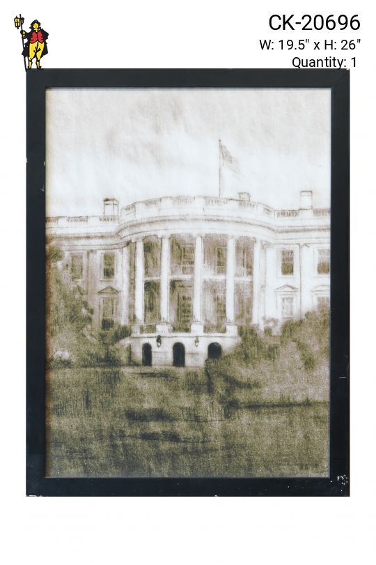 Framed Charcoal Drawing of The White House