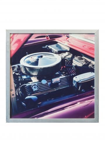 Framed Pop Art Style Car Engine Photograph