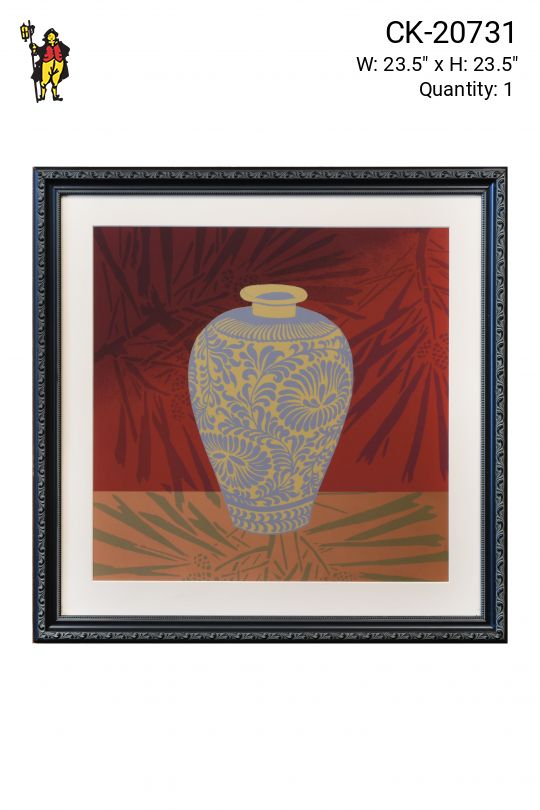 Framed Mixed Media East Asian Motif Print - 3