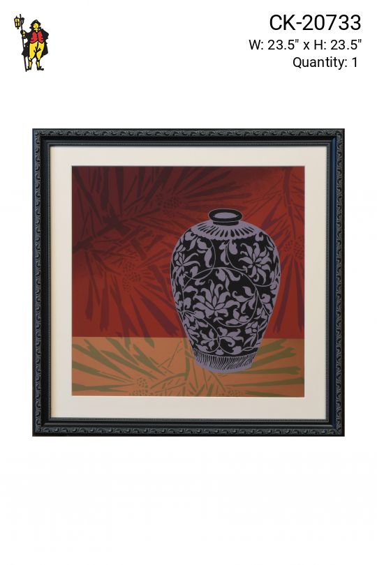Framed Mixed Media East Asian Motif Print - 5